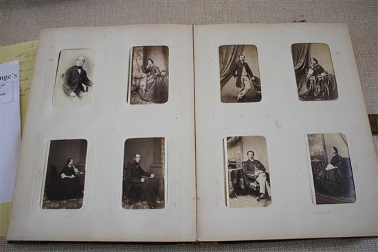 A Victorian photograph album containing 224 cabinet photographs of military figures, politicians, dignitaries, etc., qto, green moroc